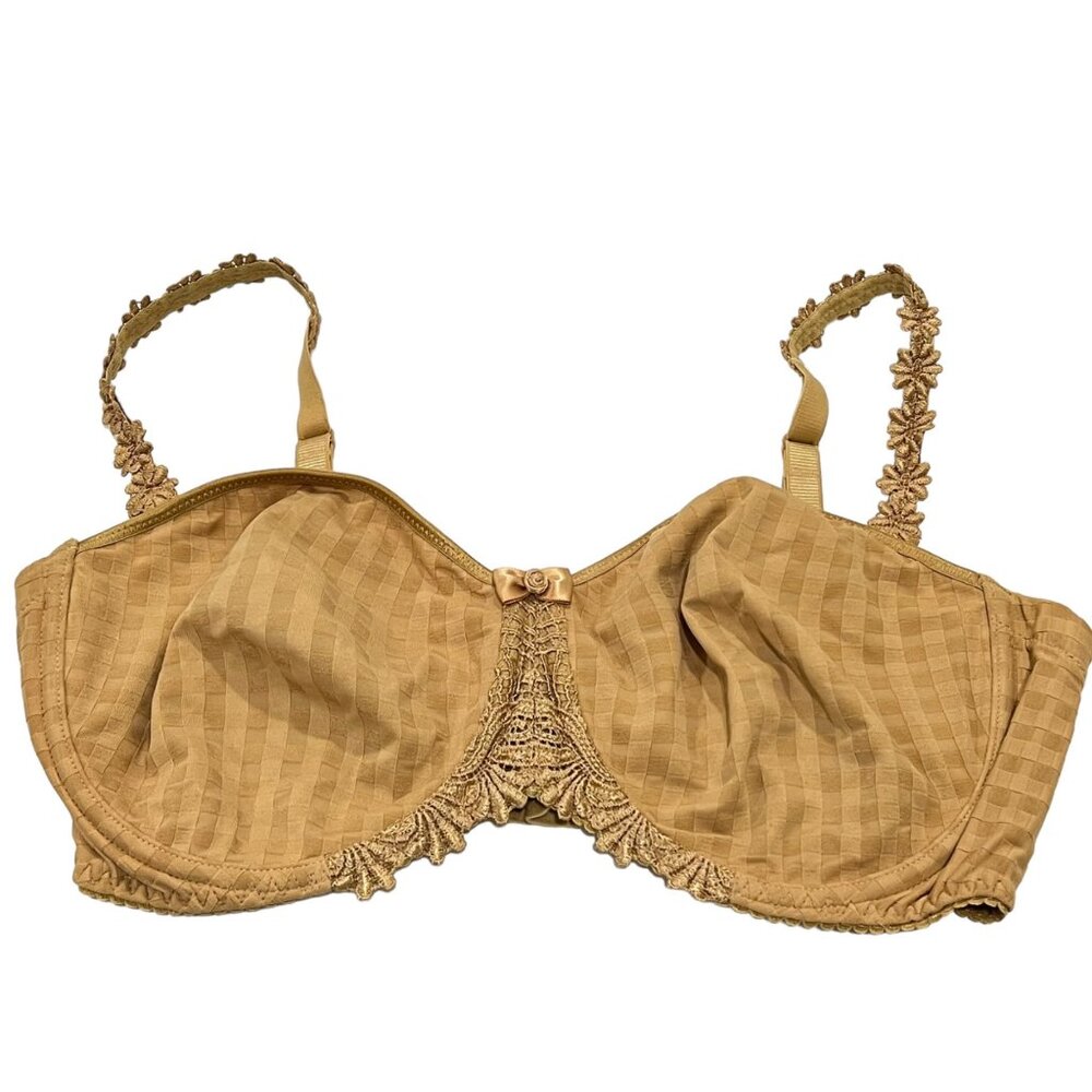 Vintage Marie Jo Beige Lingerie Bra With Lace Straps Size 34B